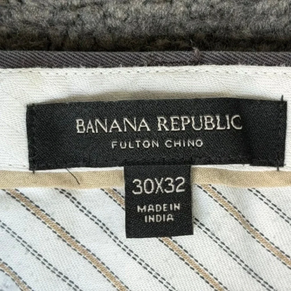 Banana Republic Fulton Chino Pants Mens 30x32 Grey Skinny Fit Cotton Trousers